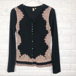 KNITTED & KNOTTED cardigan sweater with la…